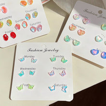 Load image into Gallery viewer, Colorful Sweet Earrings Simple Versatile Stone Butterfly Love Ear Studs Earrings Women Jewelry Accessories