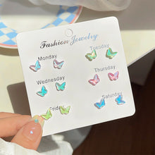 Load image into Gallery viewer, Colorful Sweet Earrings Simple Versatile Stone Butterfly Love Ear Studs Earrings Women Jewelry Accessories