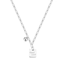 Load image into Gallery viewer, Lucky Little Square Pendant Necklace Bracelet Temperamental Niche Alloy Collarbone Chain Bracelet Women Jewelry