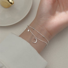 Load image into Gallery viewer, Double Layer Sweet Star Moon Bracelet Temperamental Versatile Alloy Silvery Bracelet Women Hand Jewelry
