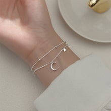 Load image into Gallery viewer, Double Layer Sweet Star Moon Bracelet Temperamental Versatile Alloy Silvery Bracelet Women Hand Jewelry