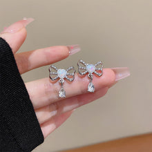 Load image into Gallery viewer, Zircon Heart Bow Drop Pendant Earrings Fashionable Temperamental Ear Studs Earrings Women Ear Jewelry