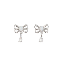 Load image into Gallery viewer, Zircon Heart Bow Drop Pendant Earrings Fashionable Temperamental Ear Studs Earrings Women Ear Jewelry