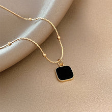 Load image into Gallery viewer, Black Geometric Square Pendant Necklace Niche Creative Alloy Necklace Clavicle Chain Jewelry for Women