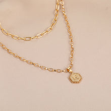Load image into Gallery viewer, English Letter Pendant Necklace Creative Minimalist Double Layered Hexagonal Pendant Necklace Women Collarbone Chain Jewelry