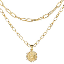 Load image into Gallery viewer, English Letter Pendant Necklace Creative Minimalist Double Layered Hexagonal Pendant Necklace Women Collarbone Chain Jewelry