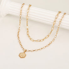 Load image into Gallery viewer, English Letter Pendant Necklace Creative Minimalist Double Layered Hexagonal Pendant Necklace Women Collarbone Chain Jewelry