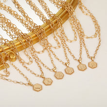 Load image into Gallery viewer, English Letter Pendant Necklace Creative Minimalist Double Layered Hexagonal Pendant Necklace Women Collarbone Chain Jewelry