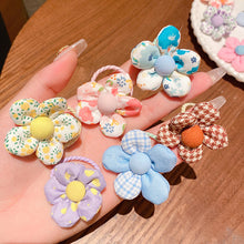 Load image into Gallery viewer, 10pcs Fabirc Flower Hair Tie Girls Ponytail Elastic Hair Bands Kids Hair Accessories Children Hair Ties Baby Headwear