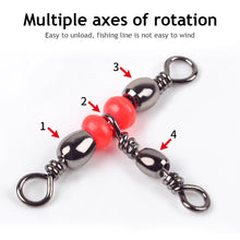 Load image into Gallery viewer, 20Pcs Fishing Buckle 360 Degree Beaded Mini Carbon Steel Rotating Ring Red Fish Hook Bait Line Connector Fishing Accessories