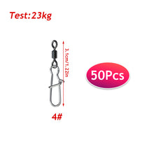 Load image into Gallery viewer, 50Pcs Multifunction Stainless Steel Fishing Connector Snap Bearing Rolling Fishing Hooks Sea Fishing Lure Pin Jig Tackle Accessories