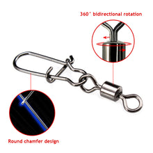 Load image into Gallery viewer, 50Pcs Multifunction Stainless Steel Fishing Connector Snap Bearing Rolling Fishing Hooks Sea Fishing Lure Pin Jig Tackle Accessories
