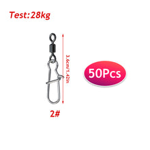 Load image into Gallery viewer, 50Pcs Multifunction Stainless Steel Fishing Connector Snap Bearing Rolling Fishing Hooks Sea Fishing Lure Pin Jig Tackle Accessories