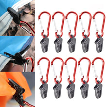 Load image into Gallery viewer, 1/20pcs Portable Outdoor Camping Tent Awning Fixing Clamp Grip with Carabiner Hook Windproof Tarpaulin Plastic Wind Rope