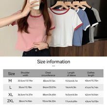 Load image into Gallery viewer, Korean Style T-shirt for Women Solid O-neck Fashion Short Sleeve All-match Summer Tops Chic Girls College Elegant Streetwear Ins