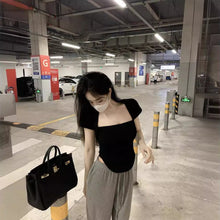 Load image into Gallery viewer, 2024 Summer Korean style Square neck short sleeve Women's Slimming T-shirt sexy Top Stylish Versatile Inner Wear