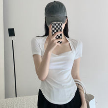 Load image into Gallery viewer, 2024 Summer Korean style Square neck short sleeve Women's Slimming T-shirt sexy Top Stylish Versatile Inner Wear