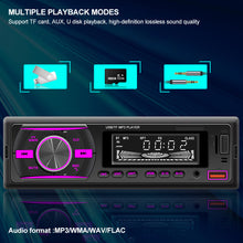Load image into Gallery viewer, 1 Din Car Radio Bluetooth Handsfree Stereo Receiver USB TF Aux Audio MP3 Player Power ISO Head Unit with 7 Colors Lighting