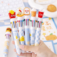 Load image into Gallery viewer, 10 Color Ballpoint Pen Graffiti Notebook Students' Christmas Gift Pen Multicolor Pen School Office Supplies Stationery Hamburger Pen