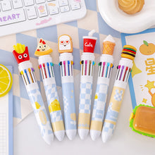 Load image into Gallery viewer, 10 Color Ballpoint Pen Graffiti Notebook Students' Christmas Gift Pen Multicolor Pen School Office Supplies Stationery Hamburger Pen