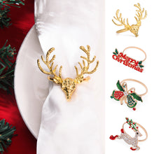 Load image into Gallery viewer, Christmas Napkin Ring Xmas Elk Wreath Bell Napkin Buckle Merry Christmas Napink Holder Party Dinner Table Decoration
