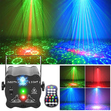 Load image into Gallery viewer, USB Rechargeable Stage Party Laser Projector Lamp Disco Voice Controlled Red Green DJ Strobe Lights Club Family Holiday Christmas Lights Projector
