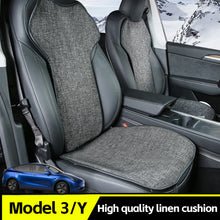 Load image into Gallery viewer, Car Flax Seat Pad Cover Comfortable Non-slip Breathable Front Rear Seatback Cushion For Tesla Model 3 Model Y