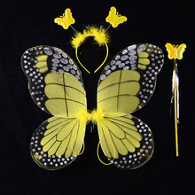 Load image into Gallery viewer, 3/4pcs Kids Butterfly Wings Set Girls Butterfly Dress Headband Wand Halloween Party Costume Children Fairy Props Christmas Photography Clothes Props