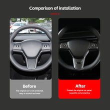 Load image into Gallery viewer, 3Pcs Car Steering Wheel Cover Trim ABS Sticker Patch Modified Decoration for Tesla Model 3 Model Y Interior Accessories
