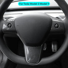 Load image into Gallery viewer, 3Pcs Car Steering Wheel Cover Trim ABS Sticker Patch Modified Decoration for Tesla Model 3 Model Y Interior Accessories
