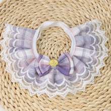 Load image into Gallery viewer, Pet Bib Pink Plaid Ribbon Dog Bowtie Organza Cotton Scarf Gauze Dog Necklace Bibs Cat Kitten Accessories