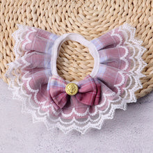 Load image into Gallery viewer, Pet Bib Pink Plaid Ribbon Dog Bowtie Organza Cotton Scarf Gauze Dog Necklace Bibs Cat Kitten Accessories
