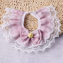 Load image into Gallery viewer, Pet Bib Pink Plaid Ribbon Dog Bowtie Organza Cotton Scarf Gauze Dog Necklace Bibs Cat Kitten Accessories