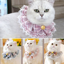 Load image into Gallery viewer, Pet Bib Pink Plaid Ribbon Dog Bowtie Organza Cotton Scarf Gauze Dog Necklace Bibs Cat Kitten Accessories