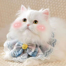Load image into Gallery viewer, Pet Bib Pink Plaid Ribbon Dog Bowtie Organza Cotton Scarf Gauze Dog Necklace Bibs Cat Kitten Accessories