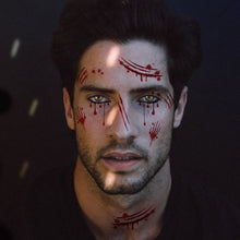Load image into Gallery viewer, Halloween Tattoo Stickers Simulation Knife Horror Bloody Facial Makeup Waterproof Halloween Facial Tattoo Stickers