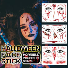 Load image into Gallery viewer, Halloween Tattoo Stickers Simulation Knife Horror Bloody Facial Makeup Waterproof Halloween Facial Tattoo Stickers