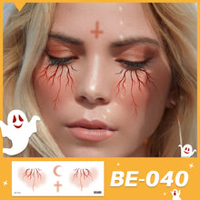 Load image into Gallery viewer, Waterproof Halloween Tattoo Stickers Simulation Spider Blood Facial Makeup Halloween Fashion Facial Tattoo Stickers