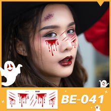 Load image into Gallery viewer, Waterproof Halloween Tattoo Stickers Simulation Spider Blood Facial Makeup Halloween Fashion Facial Tattoo Stickers