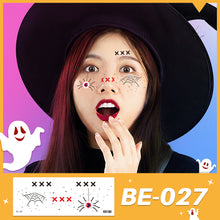 Load image into Gallery viewer, Waterproof Halloween Tattoo Stickers Simulation Spider Blood Facial Makeup Halloween Fashion Facial Tattoo Stickers