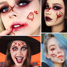 Load image into Gallery viewer, Waterproof Halloween Tattoo Stickers Simulation Spider Blood Facial Makeup Halloween Fashion Facial Tattoo Stickers