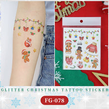 Load image into Gallery viewer, Waterproof Children's Glitter Powder Tattoo Sticker Cartoon Merry Christmas Tattoo Sticker Fashion Festival Face Tattoo Stickers