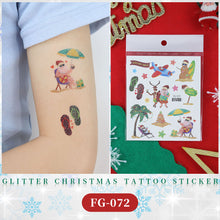 Load image into Gallery viewer, Waterproof Children's Glitter Powder Tattoo Sticker Cartoon Merry Christmas Tattoo Sticker Fashion Festival Face Tattoo Stickers