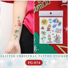 Load image into Gallery viewer, Waterproof Children's Glitter Powder Tattoo Sticker Cartoon Merry Christmas Tattoo Sticker Fashion Festival Face Tattoo Stickers
