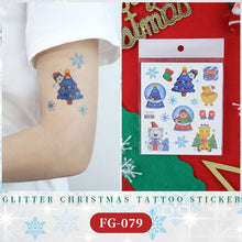 Load image into Gallery viewer, Waterproof Children's Glitter Powder Tattoo Sticker Cartoon Merry Christmas Tattoo Sticker Fashion Festival Face Tattoo Stickers
