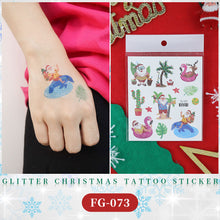 Load image into Gallery viewer, Waterproof Children's Glitter Powder Tattoo Sticker Cartoon Merry Christmas Tattoo Sticker Fashion Festival Face Tattoo Stickers