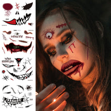 Load image into Gallery viewer, Waterproof Halloween Tattoo Stickers Simulation Spider Blood Facial Makeup Halloween Fashion Facial Tattoo Stickers