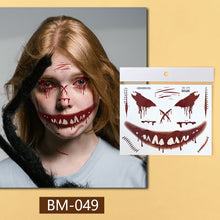 Load image into Gallery viewer, Waterproof Halloween Tattoo Stickers Simulation Spider Blood Facial Makeup Halloween Fashion Facial Tattoo Stickers