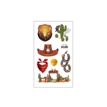 Load image into Gallery viewer, Waterproof Children's Party Tattoo Sticker Cute Cartoon Cowboy Tattoo Sticker Fashion Kids Face Tattoo Stickers