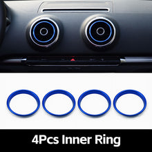 Load image into Gallery viewer, 4Pcs Car Decal Instruments Air Outlet Cover Decoration Ring Stickers for Audi A3 S3 Q2 Auto Interior Aluminum Alloy Accessories